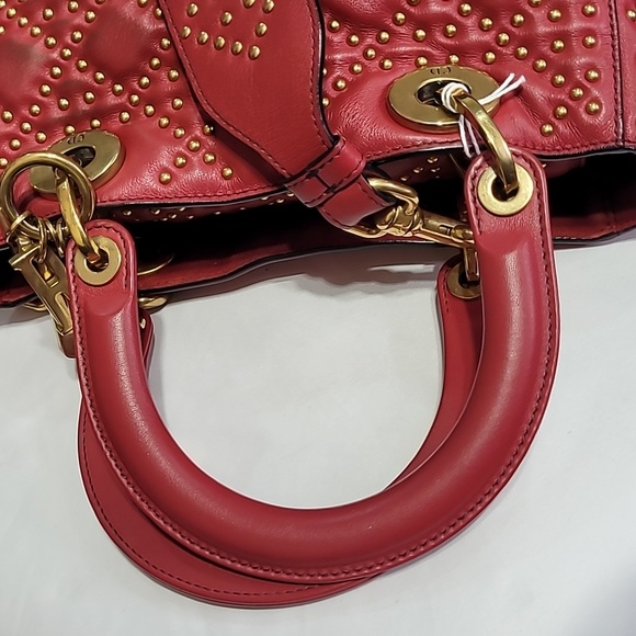 CHRISTIAN DIOR Lady Medium Studs Handbag Shoulder Bag Leather - Picture 6 of 16